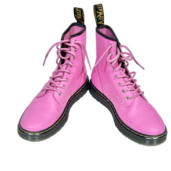 Dr. Martens Shoes - Dr. Martens Zavala Lace Up Combat Pink Leather Boots Women 8 LA004 Used